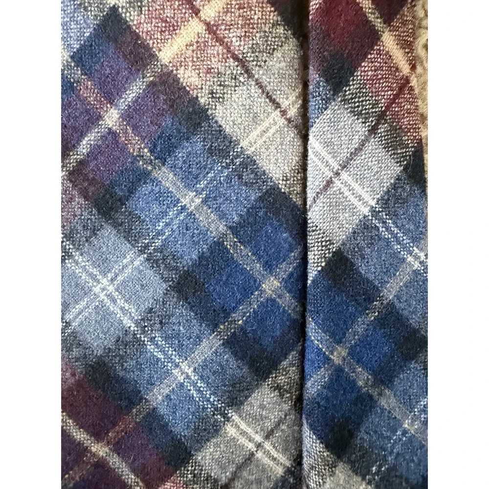 Pendleton Neckwear Tie Red Blue Plaid All Over Pattern 100% Virgin Wool USA JBHS